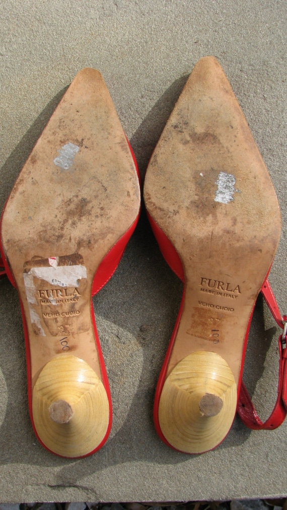 Vintage Furla Shoes - SlingBack - Scarlet Red - P… - image 3