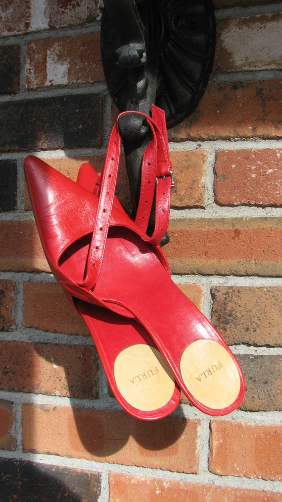 Vintage Furla Shoes - SlingBack - Scarlet Red - P… - image 1