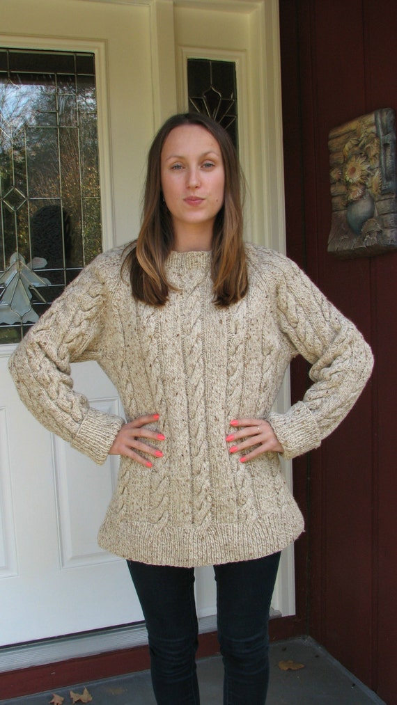 Handmade Cable Knit sweater - Size L Sweater - Ove