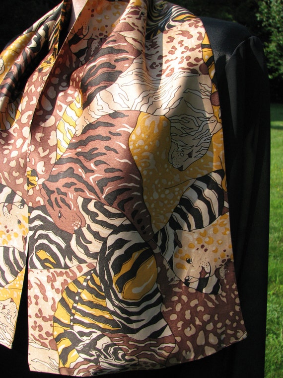 Vintage Animal Print Scarf - Silk Scarf - image 4