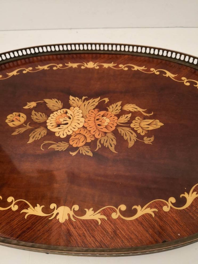 Sorrento Italian Vintage Inlaid Wood Serving Tray Etsy
