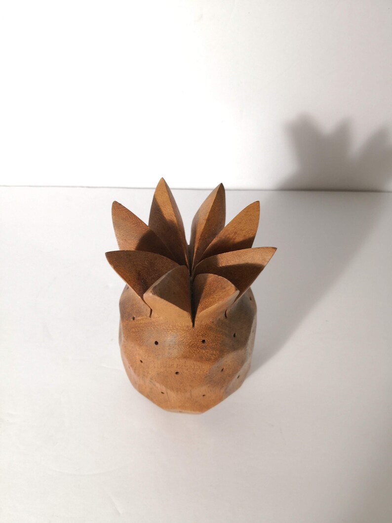 MCM Monkey Pod Wood Carved Pineapple Vintage