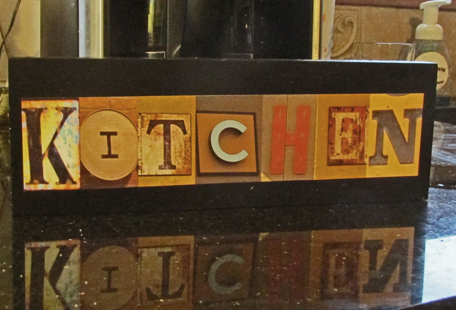 KITCHEN Sign Photo Letter Art on Wood Art Letters Alphabet Art on Wood