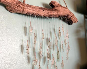 Sea Glass Mobile ~ Chime / Suncatcher. Authentic Seaglass & Driftwood ~ Boho decor