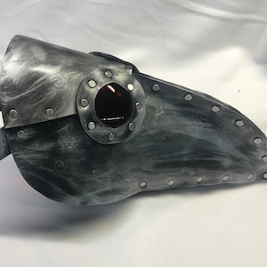 Maschera del medico della peste in pelle fatta a mano Steampunk con lenti