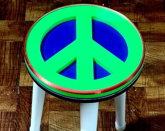 ¡Mesa redonda de paz personalizada! Diferentes piernas disponibles- Hippie años 60 años 70