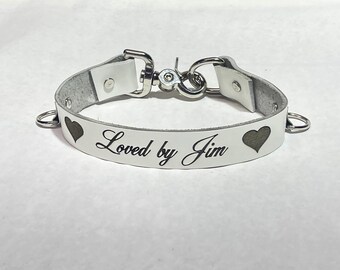 Personally engraved leather choker 1" wide - Choose word/color leash