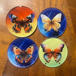 Butterfly acrylic drink coasters Set of four