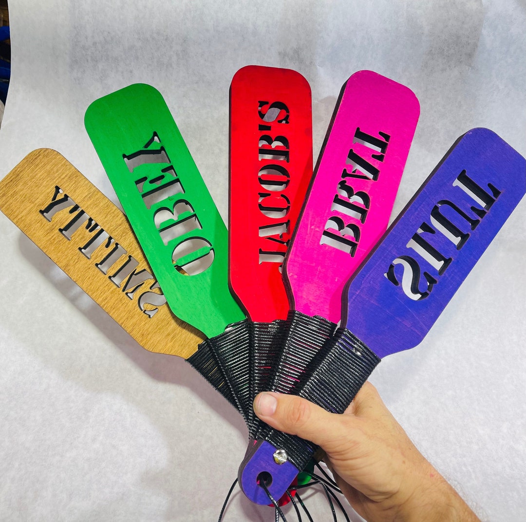 Colorful Personalized Word Cut Out Birch Spanking Paddle Etsy