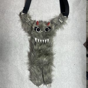 Hanging Hailey Horns Monster bag /phone bag/ purse Faux Fur Comedic animal bag funny cute evil
