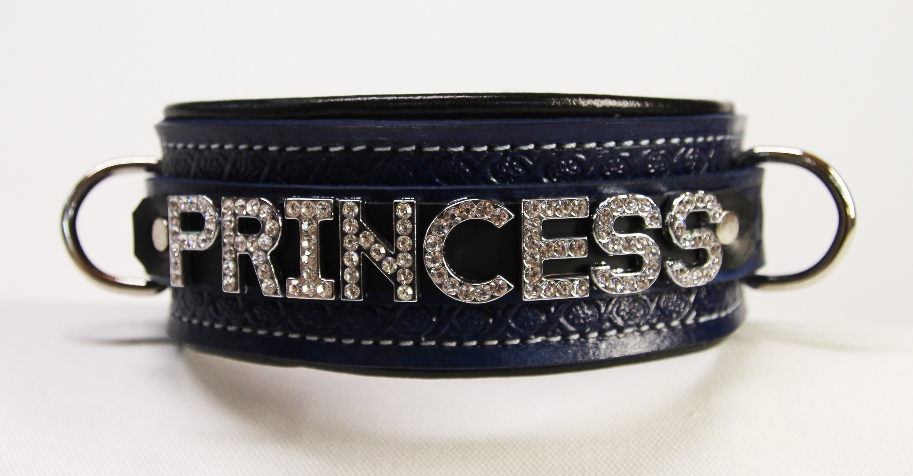 Leather Princess Collar Custom Word name Hand Stamped Lockable Etsy UK