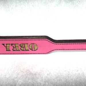 Any word reverse cut hand stitched leather spanking paddle LOTS of leather colors!!