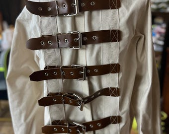 Leather straps canvas straight jacket straitjacket