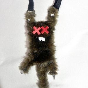 Flattened animal small bag /phone purse Faux Fur Comedic animal bag funny goth dark