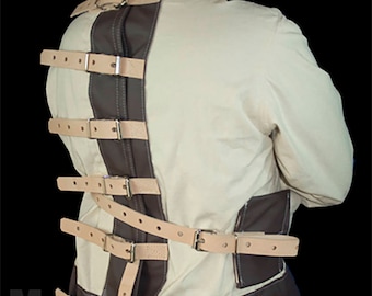 Medium straight Jacket straitjacket- Leather trim -DISCOUNTED- Ready to ship Halloween costume