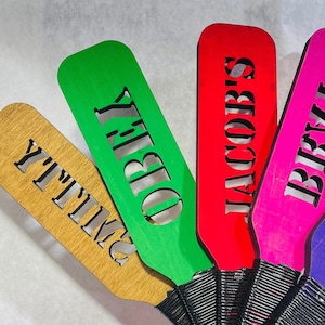 Colorful personalized word cut out birch spanking paddle personalized gift box optional
