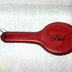 Smaller Travel Round leather personally engraved hand stitched spanking paddle Choose color!