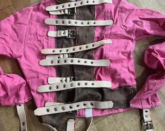 XS Magician's extra small PINK canvas & leather straight jacket