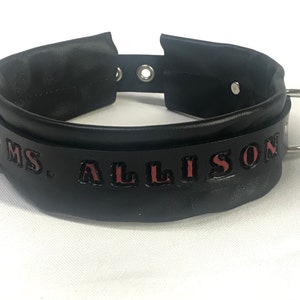 Custom Leather collar any word slave Daddy's Girl hand stamped & painted image 1
