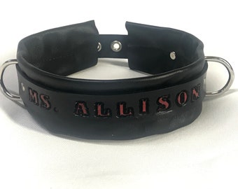 Custom Leather collar any word  slave Daddy's Girl hand stamped & painted