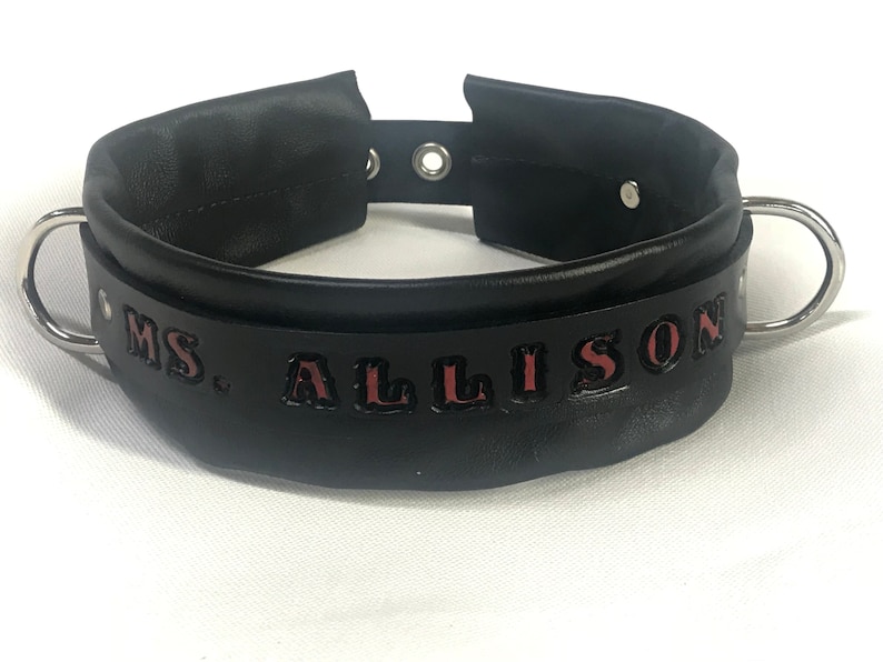 Custom Leather collar any word slave Daddy's Girl hand stamped & painted image 1