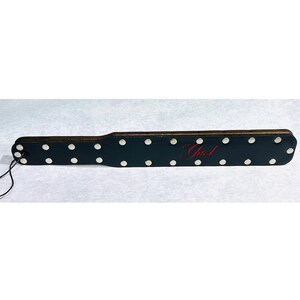 Long Boi Spanking leather paddle Custom word riveted RED  PINK Blue Purple Black