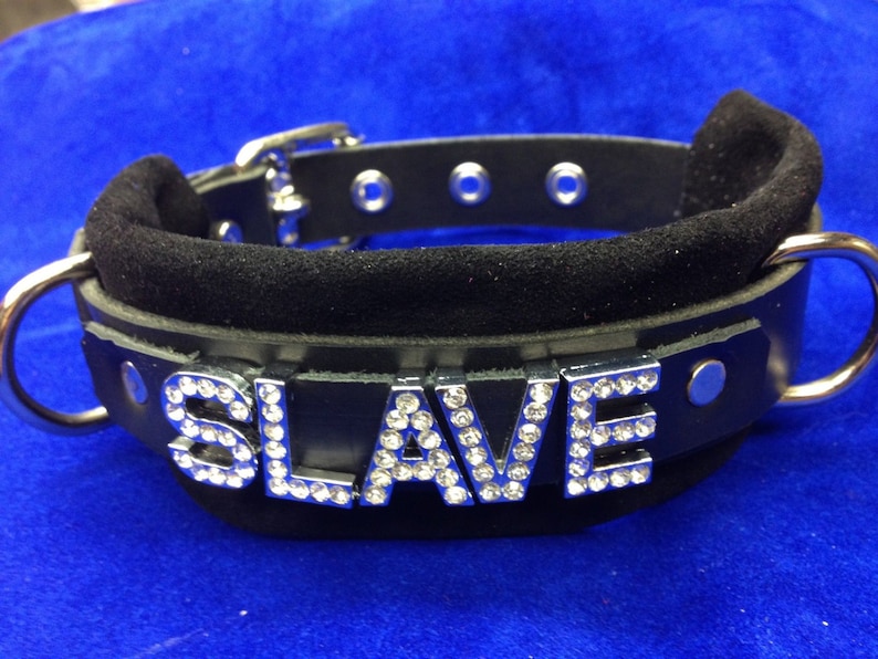 Leather Slave Collar Custom Made W/ Any Name/word Many Colors Etsy