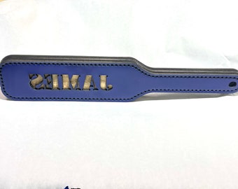 Custom -Choose color & word!Leather stitched spanking paddle-Cut out word