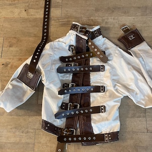 Medium Ready to ship straitjacket straight jacket / magic magician Leather trim straps