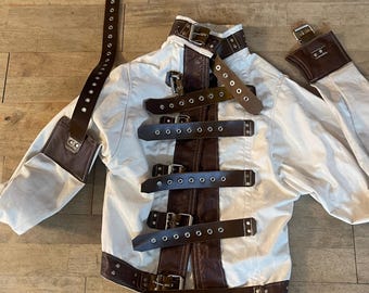 Medium Ready to ship straitjacket straight jacket / magic magician Leather trim straps