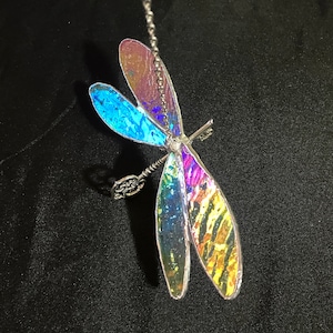 Skeleton Key Dragonfly stained glass window hanging piece