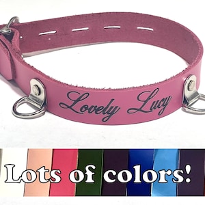 Personally engraved lockable leather collar & Leash - optional custom wood gift box