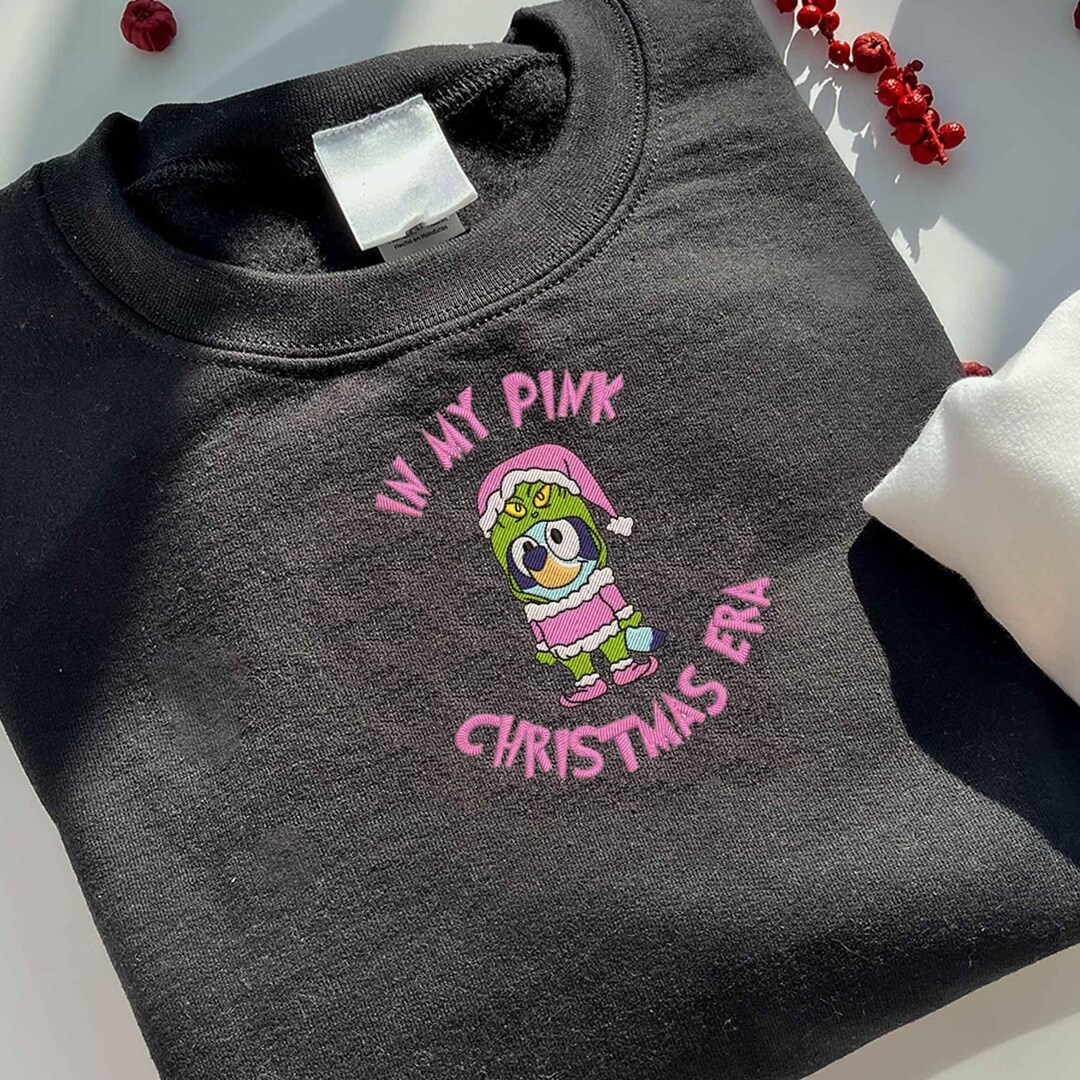 Bluey Christmas Embroidered Sweatshirt Seasonal Embroidered Etsy