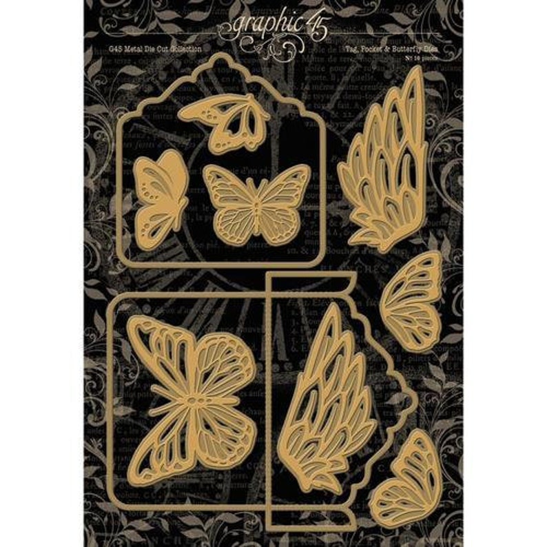 Graphic 45 Tag Pocket And Butterfly Metal Dies Staples Collection
