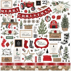 Carta Bella Farmhouse Christmas Collection 12 x 12 Sticker Sheet
