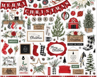 Carta Bella Farmhouse Christmas Collection 12 x 12 Sticker Sheet