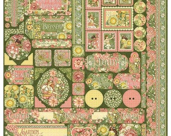 Graphic 45 Garden Goddess Collection 12 x 12 Sticker Sheet