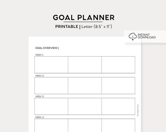 Top Three Weekly Goal Planner Printable | Letter Size Printable Insert | Printable PDF | Goal Setting Planning Printable Instant Download