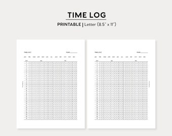 Time Log Printable | Letter Size Printable Insert | Printable PDF | Note Page Planning Printable Instant Download