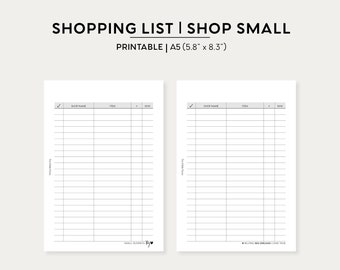 Small Business Wishlist Tracker | A5 Printable Insert | Shopping List Planner Printable PDF | Shop List Planning Printable Instant Download