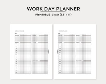 Work Day Printable | Letter Size Printable Insert | Daily Work Planner Printable PDF | Note Page Planning Printable Instant Download