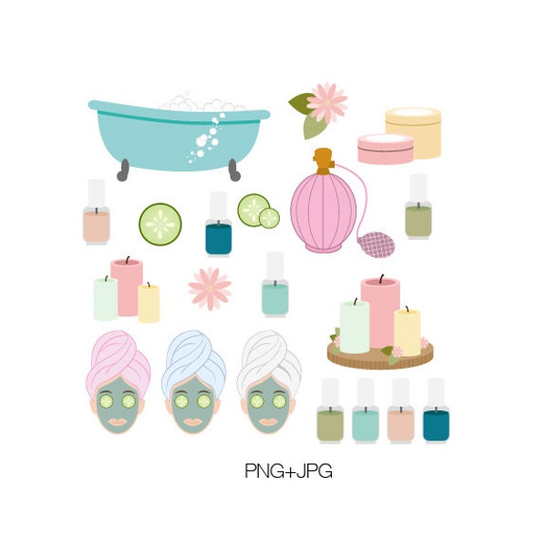 Spa Day Clip Art, graphic design elements-Instant Download