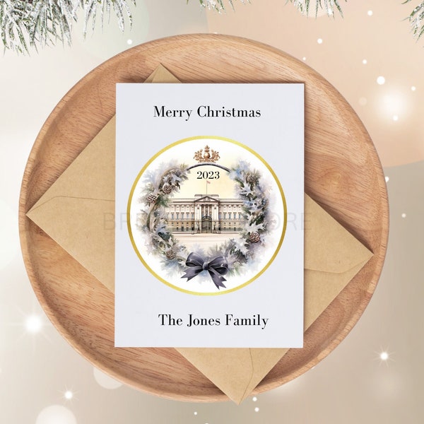 British 2023 Christmas Card, Buckingham Palace Christmas card, London Greeting Card, Personalized Christmas Card and Envelope 5 1/2" x 4.25"