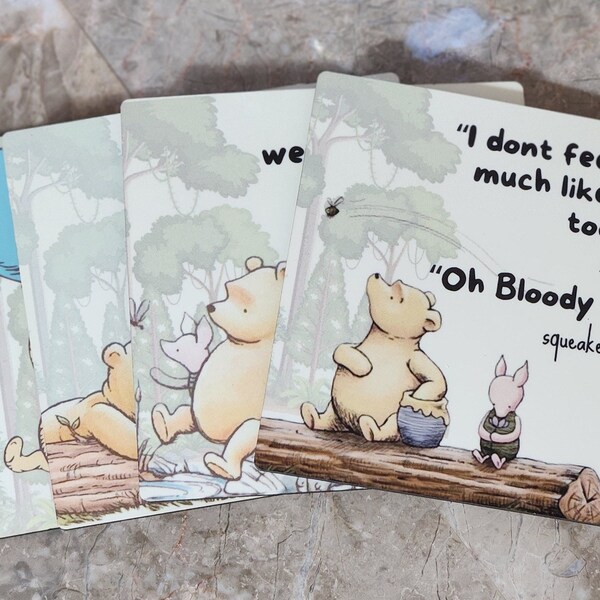 Classic Winnie-the-Pooh Funny Cork Backed Coaster, What Days is it Pooh coaster, Set of 4 MDF Wood Cork Backed Square Coaster