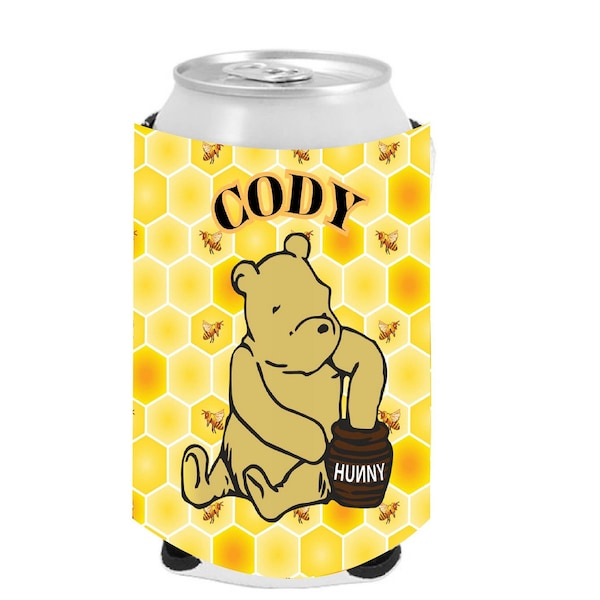 Classic Winnie-the-Pooh Neoprene Can Cooler, Personalized Winnie the Pooh Drink Holder, Classic Pooh Can Cooler