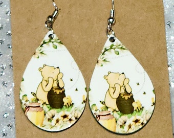 Winnie-the-Pooh Honey Pot Teardrop Earrings, Double Sided Design