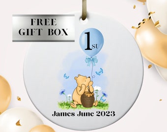 Classic Winnie-the-Pooh Personalized Boy Birthday Ceramic Ornament, Gloss Finish, Winnie-the-Pooh, Keepsake Gift, Free Gift Box