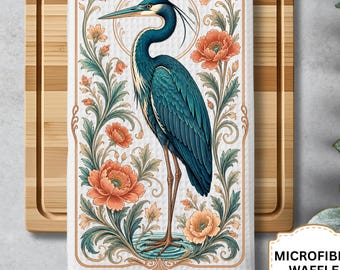 Blåhäger Art Nouveau kökshandduk, handfat teköksdekor