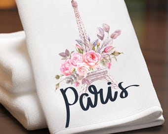 Paris Hand or Fingertip Towel: Eiffel Tower Powder Room Guest Bathroom Decor