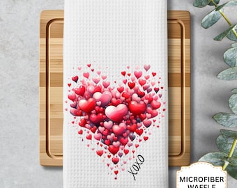 Asciugamano da cucina con cuoricini, XOXO Hand Dish Tea, decorazione da cucina